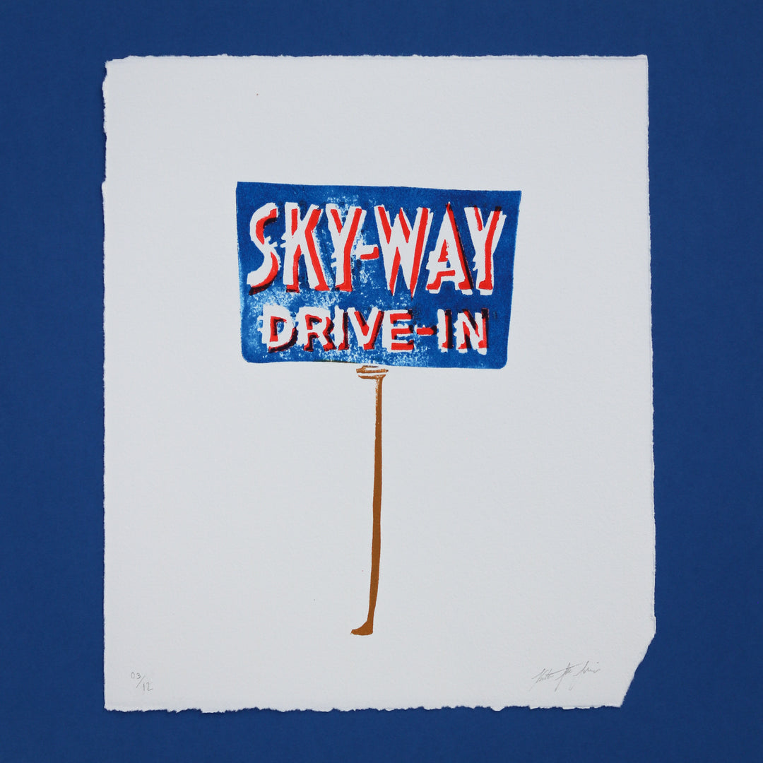 Skyway Drive-In Block Print