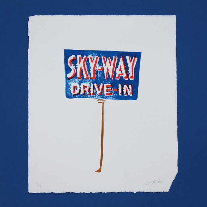 Skyway Drive-In Block Print