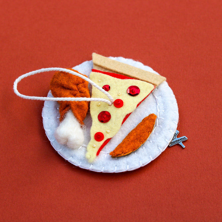 Pizza, Chicken, & Jo-Jos Felt Ornament