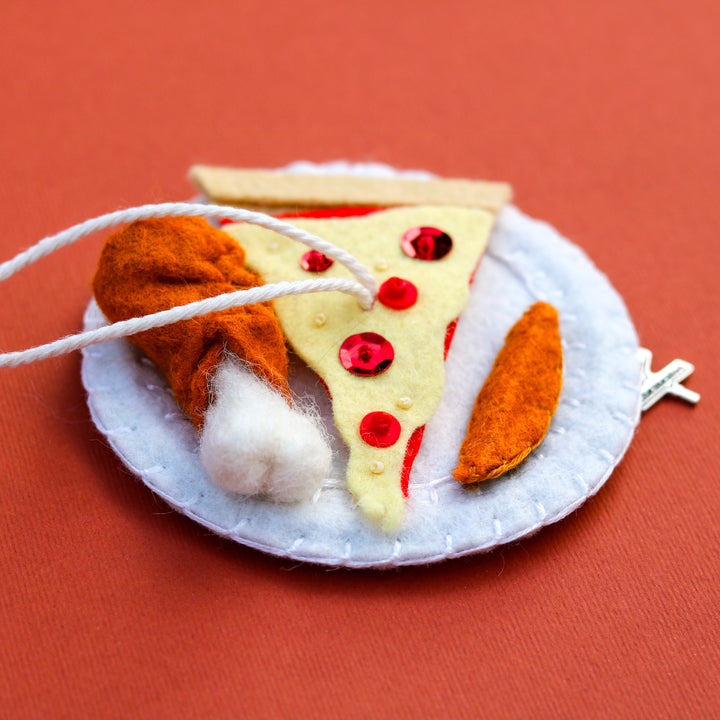 Pizza, Chicken, & Jo-Jos Felt Ornament