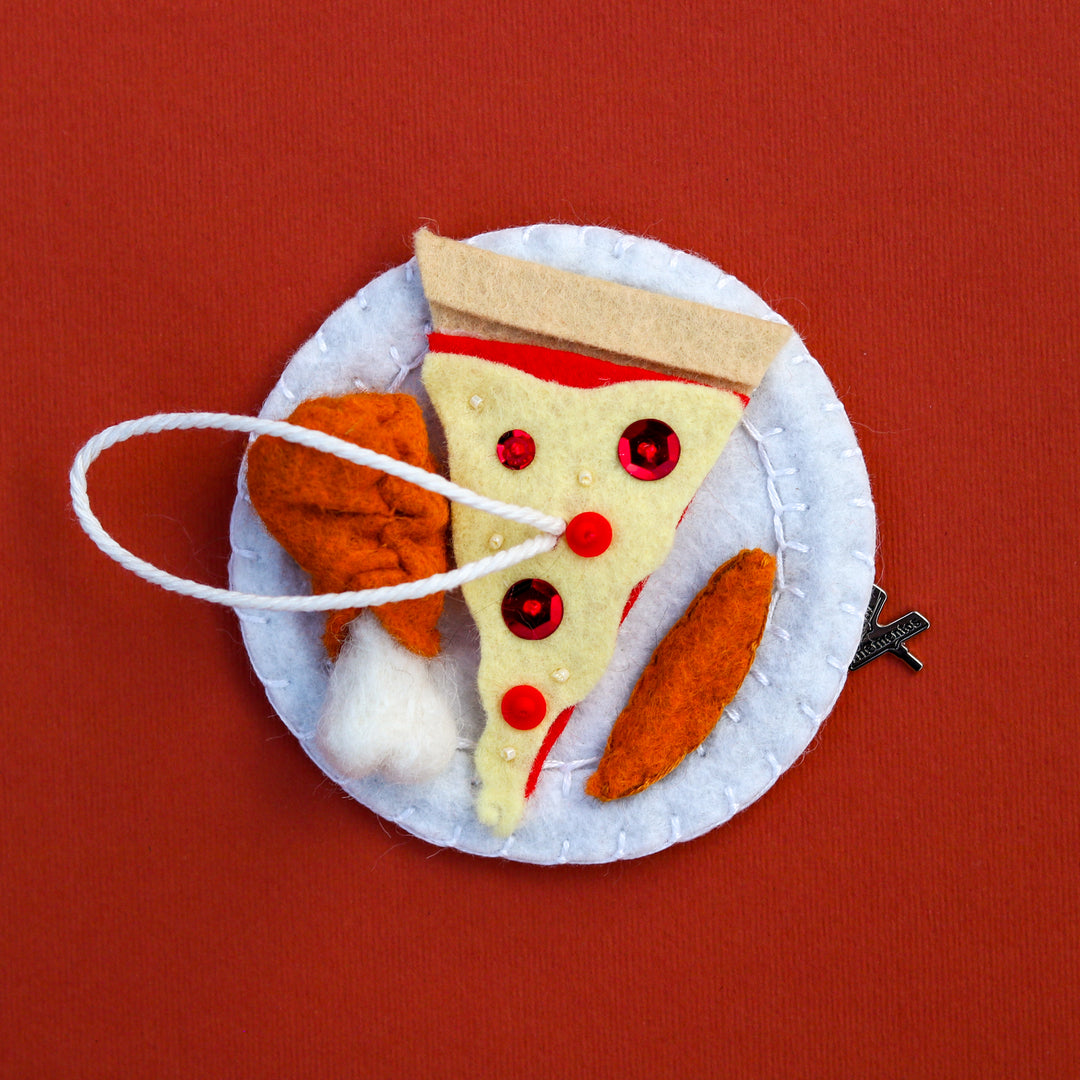 Pizza, Chicken, & Jo-Jos Felt Ornament