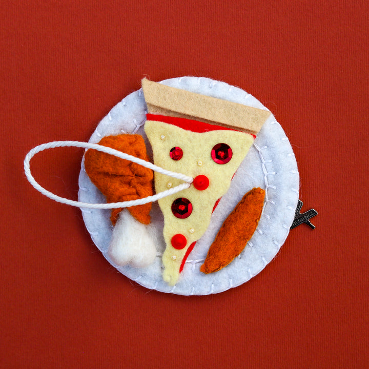 Pizza, Chicken, & Jo-Jos Felt Ornament