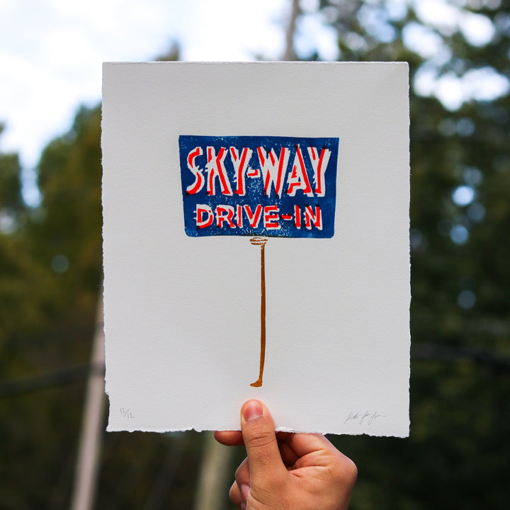 Skyway Drive-In Block Print
